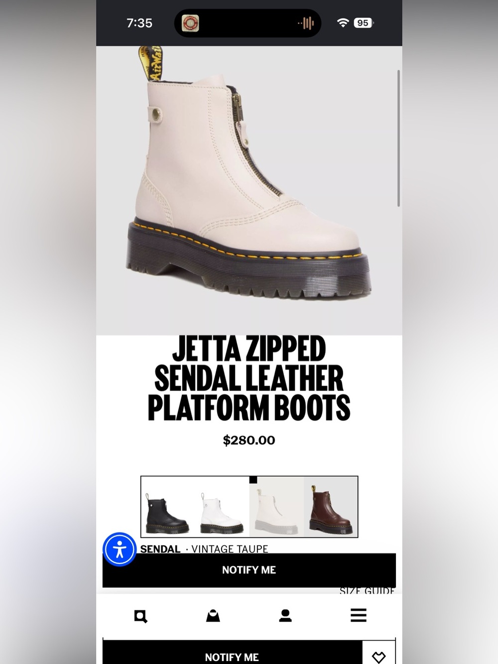 Dr. Martens Jetta Zipped Platform Boots — Vintage Taupe